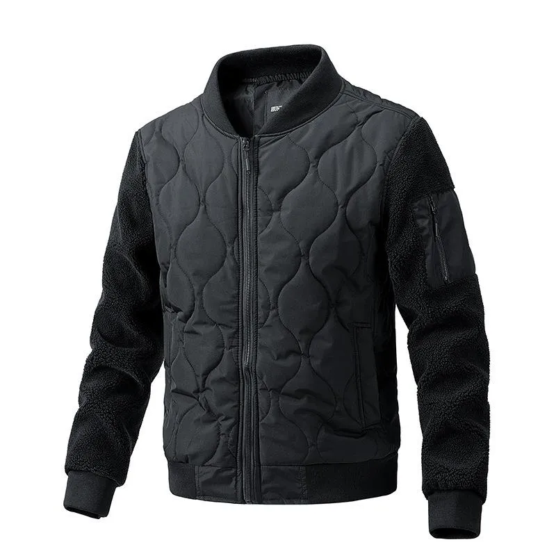 Men's Casual Polar Fleece Patchwork Stand Collar Jacket 40468890X sold by Manly product image thumbnail 3