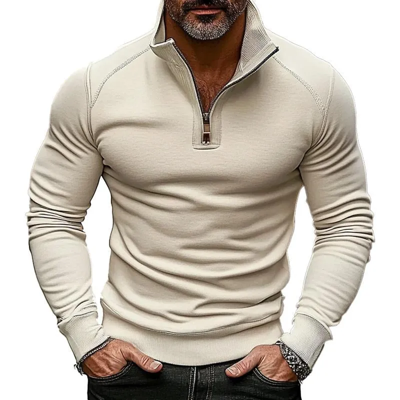 Men's Casual Solid Color Stand Collar Sweatshirt 78659907X sold by Manly