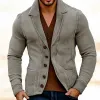 Men's Retro Casual Solid Color Pocket Lapel Knitted Cardigan 72027040TO sold by Manly