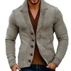 Men's Retro Casual Solid Color Pocket Lapel Knitted Cardigan 72027040TO sold by Manly