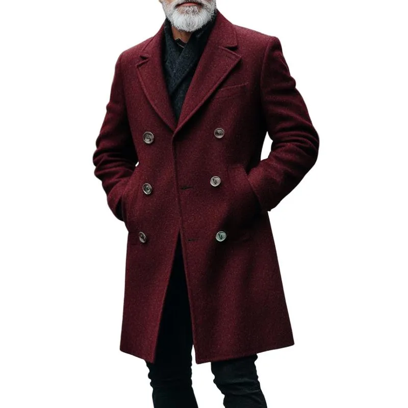Men's Retro Casual Double-Breasted High-end Mid-Length Coat 06642682TO sold by Manly