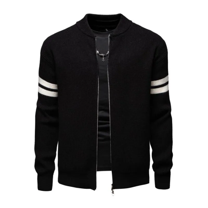 Men's Casual Stand-up Collar Colorblock Loose Zipper Knitted Cardigan 24106709M sold by Manly