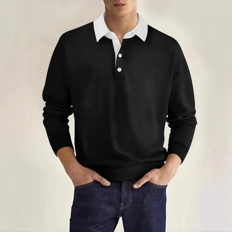 Men's Casual Colorblock Lapel Slim Fit Long Sleeve Polo Shirt 54432966M sold by Manly product image thumbnail 3