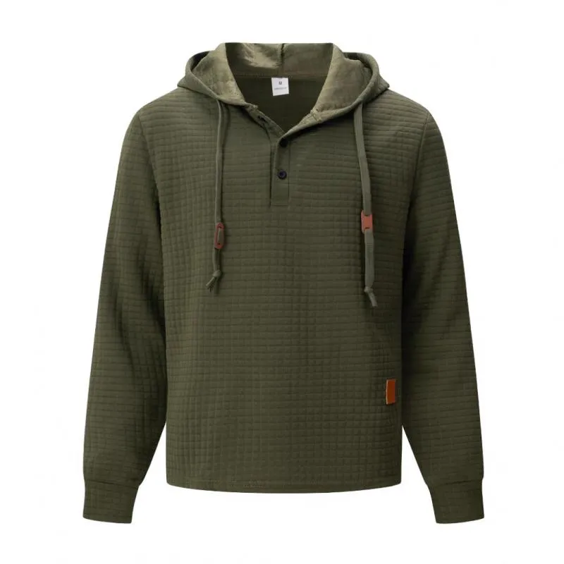 Men's Casual Checkered Jacquard Loose Long Sleeve Hoodie 74768113M sold by Manly product image thumbnail 4