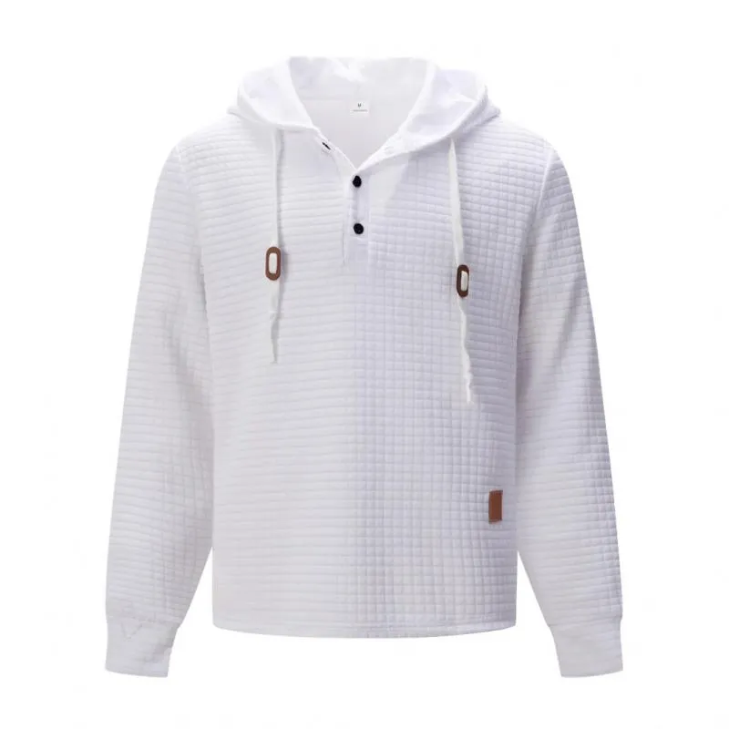 Men's Casual Checkered Jacquard Loose Long Sleeve Hoodie 74768113M sold by Manly product image thumbnail 2