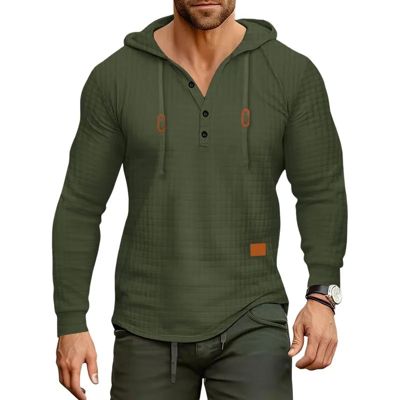 Men's Casual Checkered Jacquard Loose Long Sleeve Hoodie 74768113M sold by Manly product image thumbnail 3