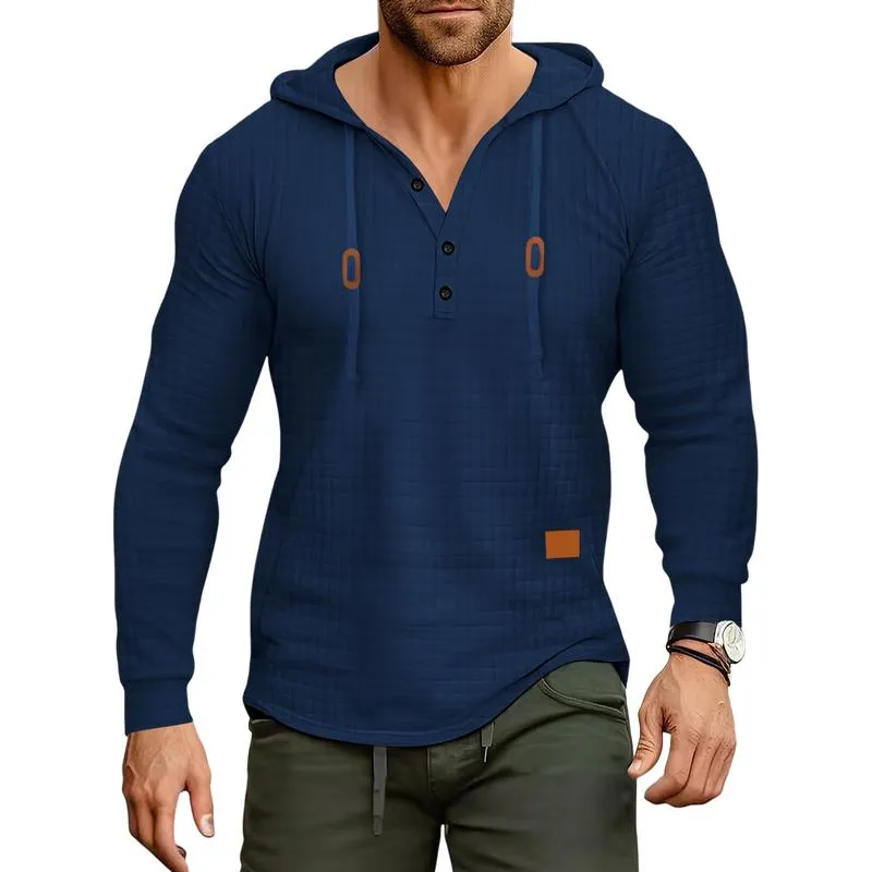 Men's Casual Checkered Jacquard Loose Long Sleeve Hoodie 74768113M sold by Manly product image thumbnail 5