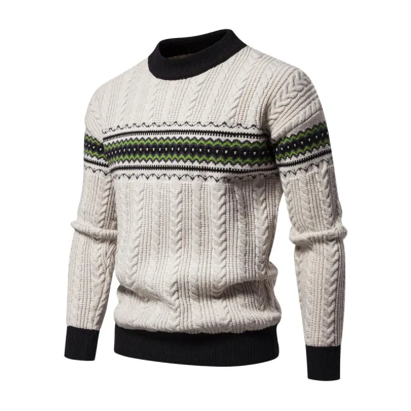 Men's Vintage Colorblock Jacquard Crew Neck Knitted Pullover Sweater 58865522M sold by Manly