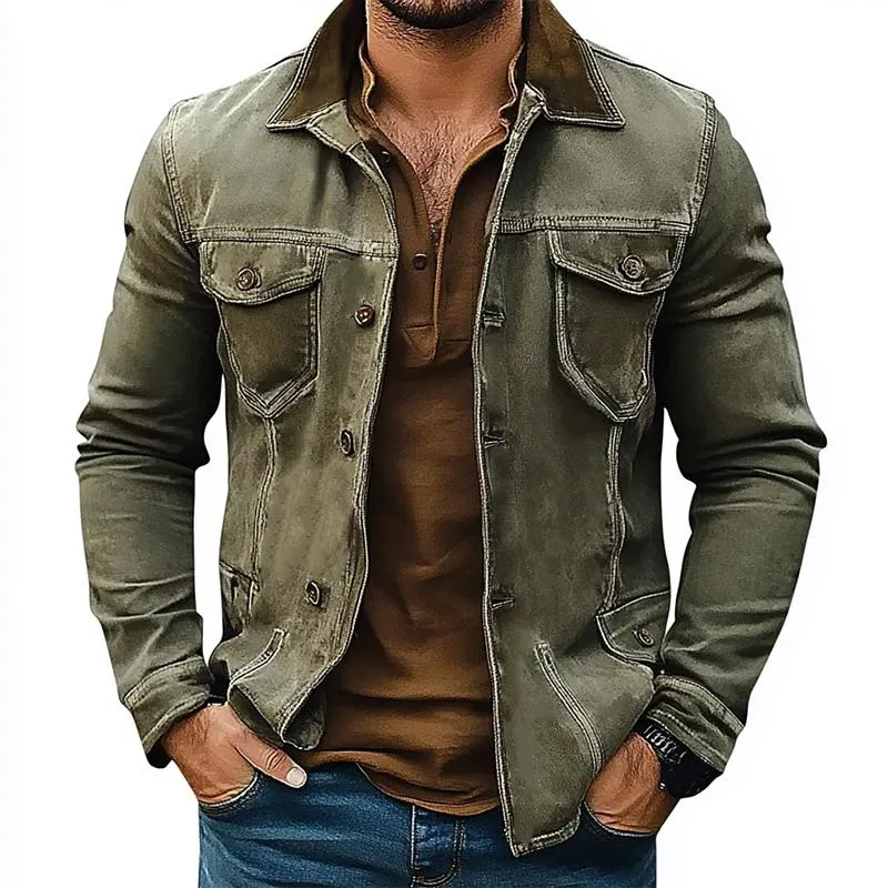 Men's Distressed Denim Jacket 82240840U sold by Manly