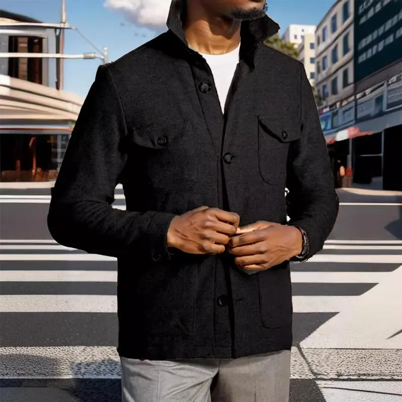 Men's Solid Color Lapel Multi-pocket Single Breasted Jacket 10229906Z sold by Manly product image thumbnail 2