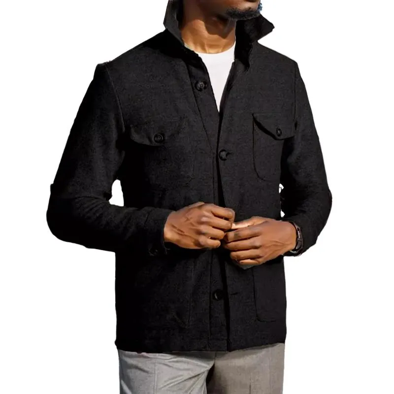 Men's Solid Color Lapel Multi-pocket Single Breasted Jacket 10229906Z sold by Manly