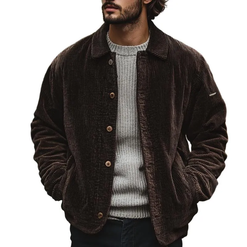 Men's Vintage Corduroy Lapel Single Breasted Jacket 01337010Y sold by Manly