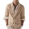 Men's Vintage Lapel Cable Knit Double Breasted Cardigan 56012812M sold by Manly