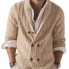 Men's Vintage Lapel Cable Knit Double Breasted Cardigan 56012812M sold by Manly