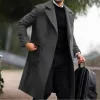 Men's Solid Lapel Double Breasted Mid-length Coat 18201399Z sold by Manly