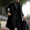 Men's Solid Lapel Double Breasted Mid-length Coat 18201399Z sold by Manly