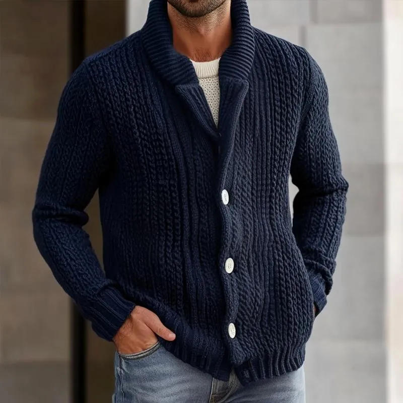 Men's Retro Knitted Cable Stand Collar Single Breasted Casual Cardigan 78769734Z sold by Manly product image thumbnail 2
