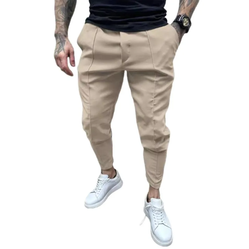 Men's Retro Casual Solid Color Drawstring Skinny Pants 11295927TO sold by Manly