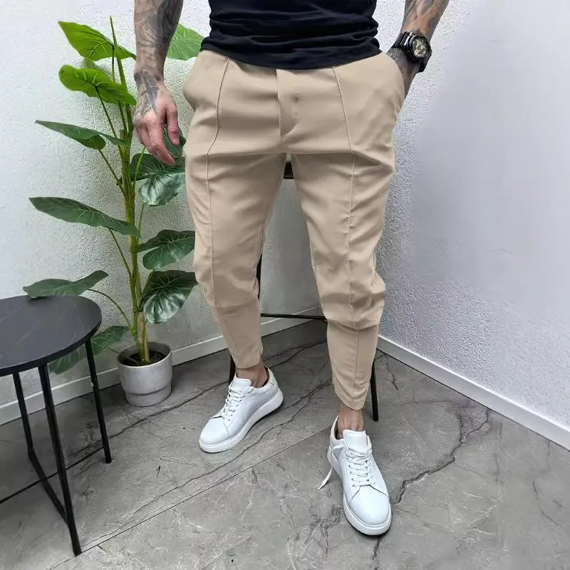 Men's Retro Casual Solid Color Drawstring Skinny Pants 11295927TO sold by Manly product image thumbnail 3