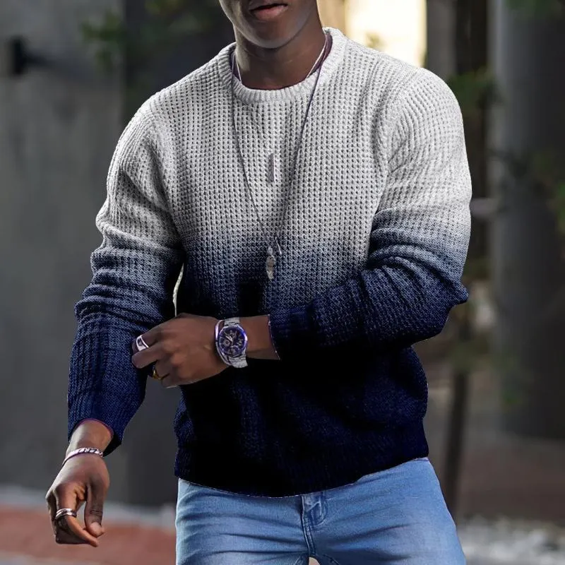 Men's Retro Casual Gradient Striped Round Neck Long Sleeve T-Shirt 96803872TO sold by Manly product image thumbnail 2