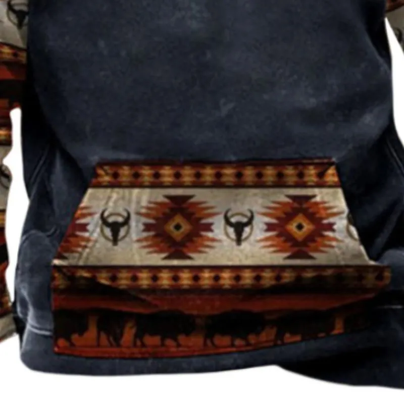 Men's Retro Casual Ethnic Style Zipper Printed Sweatshirt 75399665TO sold by Manly product image thumbnail 2