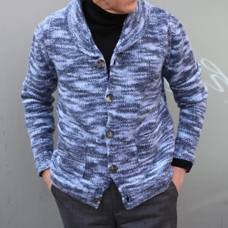 Men's Retro Melange Knitted Lapel Single Breasted Casual Cardigan 01324361Z sold by Manly product image thumbnail 2
