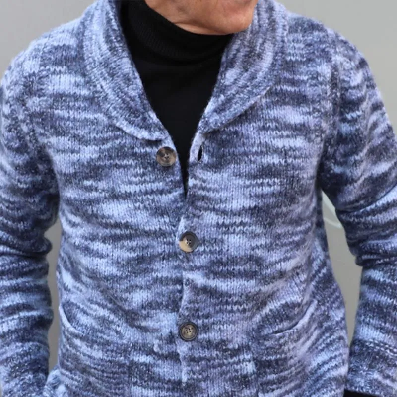 Men's Retro Melange Knitted Lapel Single Breasted Casual Cardigan 01324361Z sold by Manly product image thumbnail 3