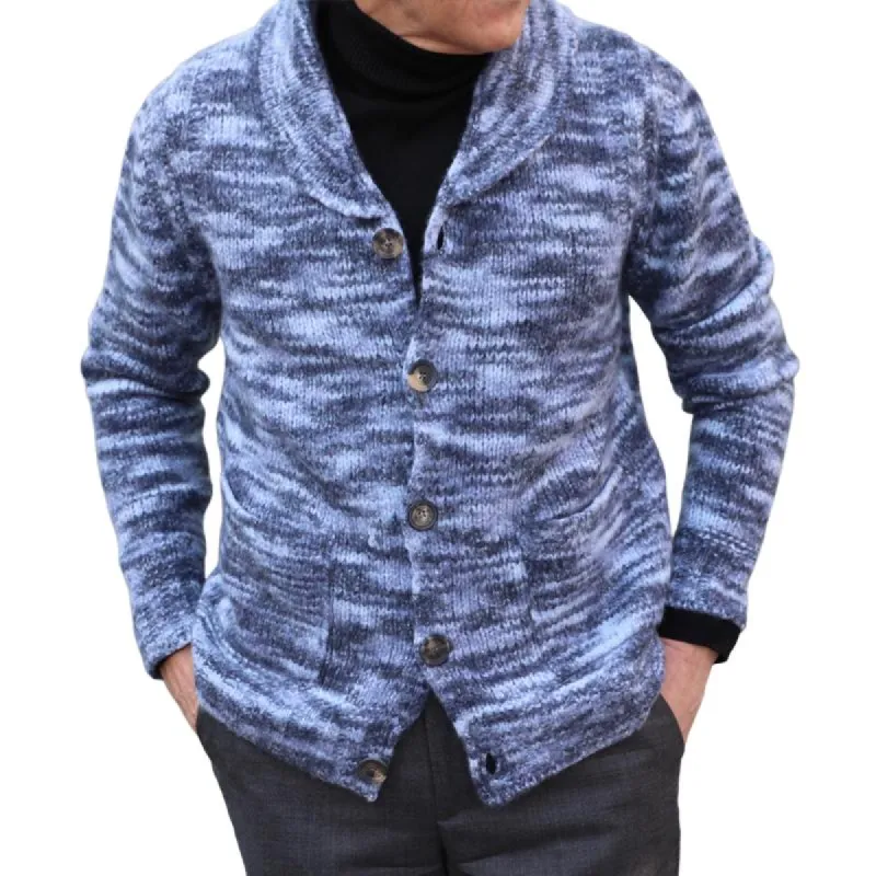 Men's Retro Melange Knitted Lapel Single Breasted Casual Cardigan 01324361Z sold by Manly