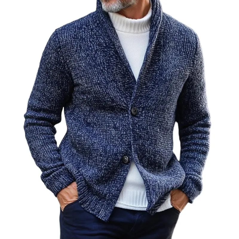 Men's Retro Melange Knitted Stand Collar Single Breasted Casual Cardigan 05327052Z sold by Manly
