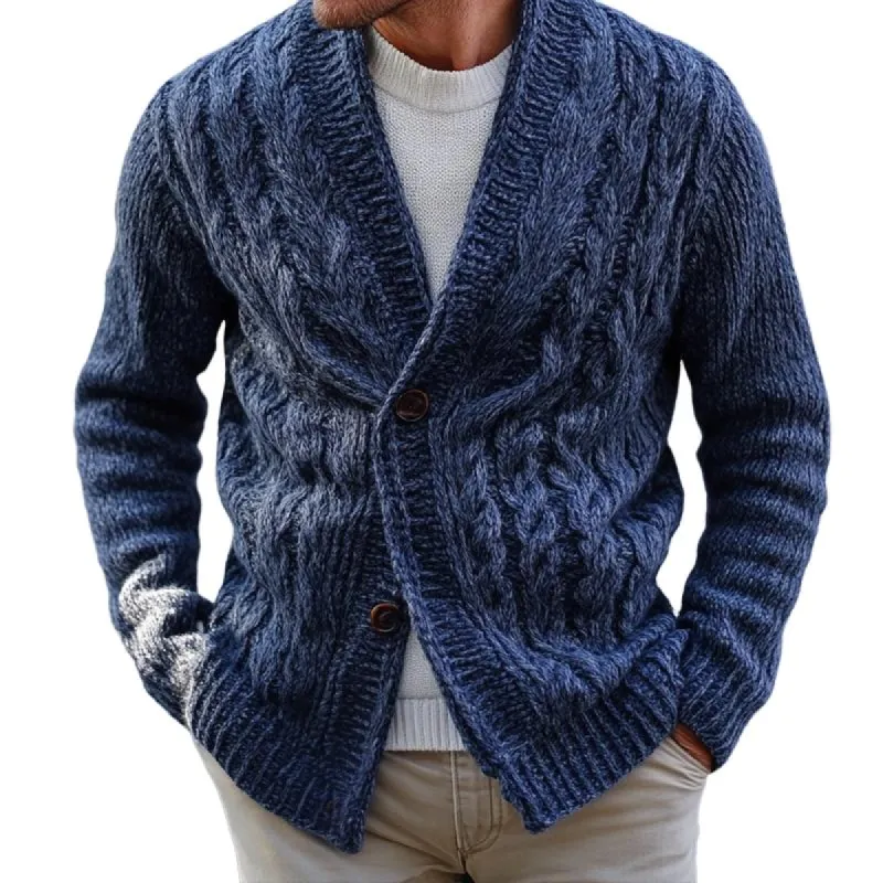 Men's Retro Cable Knit V Neck Single Breasted Casual Cardigan 92054938Z sold by Manly