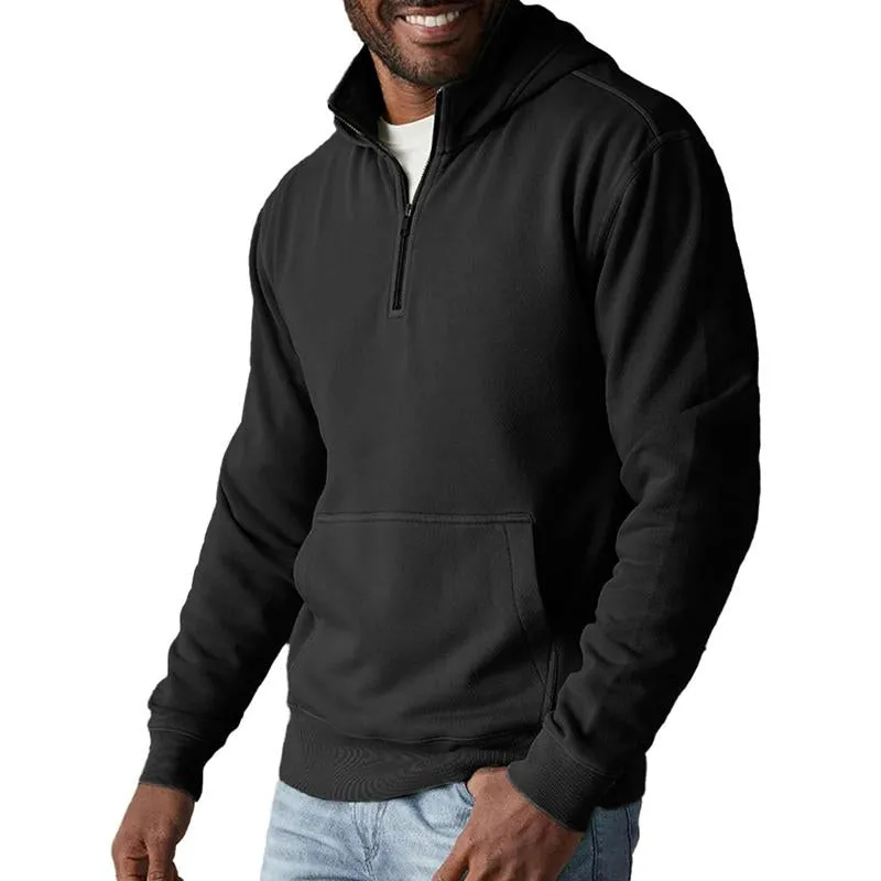 Men's Casual Solid Color Half Zip Hooded Sweatshirt 51237765Y sold by Manly product image thumbnail 2