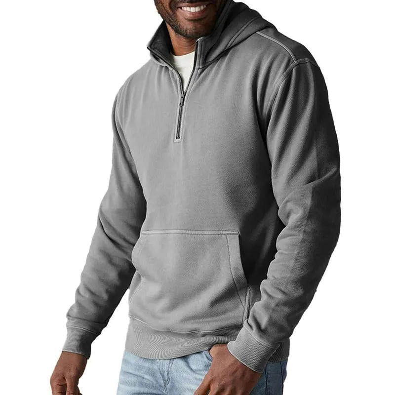 Men's Casual Solid Color Half Zip Hooded Sweatshirt 51237765Y sold by Manly
