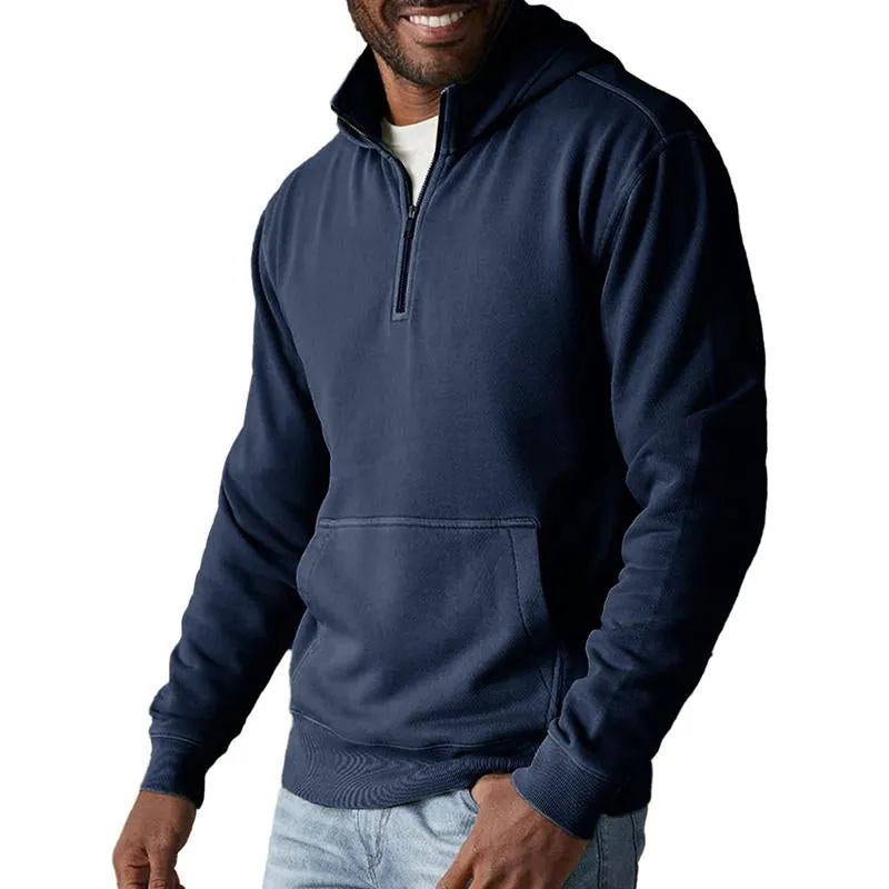 Men's Casual Solid Color Half Zip Hooded Sweatshirt 51237765Y sold by Manly product image thumbnail 4