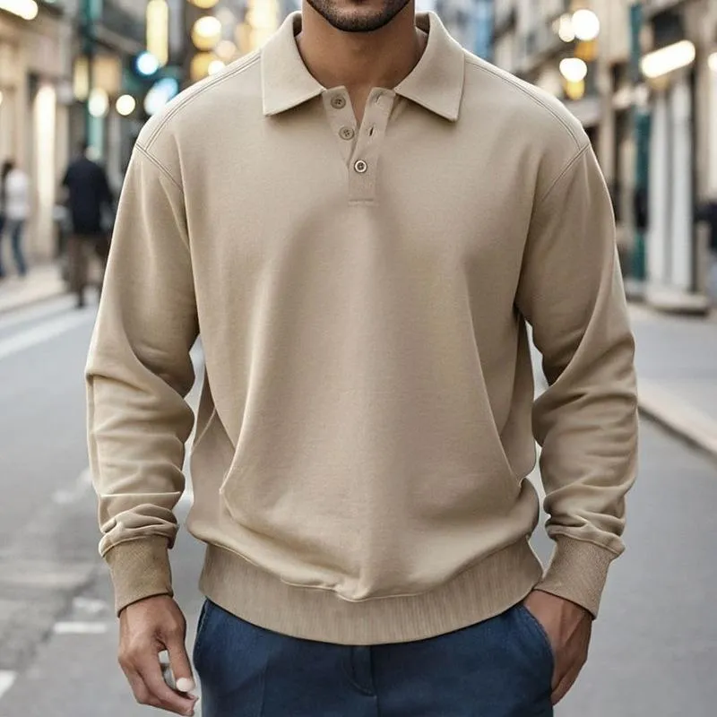 Men's Casual Solid Color Button Lapel Sweatshirt 66079847Y sold by Manly product image thumbnail 4