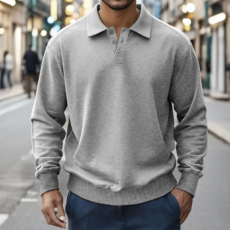 Men's Casual Solid Color Button Lapel Sweatshirt 66079847Y sold by Manly product image thumbnail 3