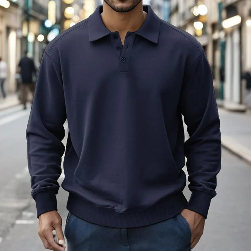 Men's Casual Solid Color Button Lapel Sweatshirt 66079847Y sold by Manly product image thumbnail 5