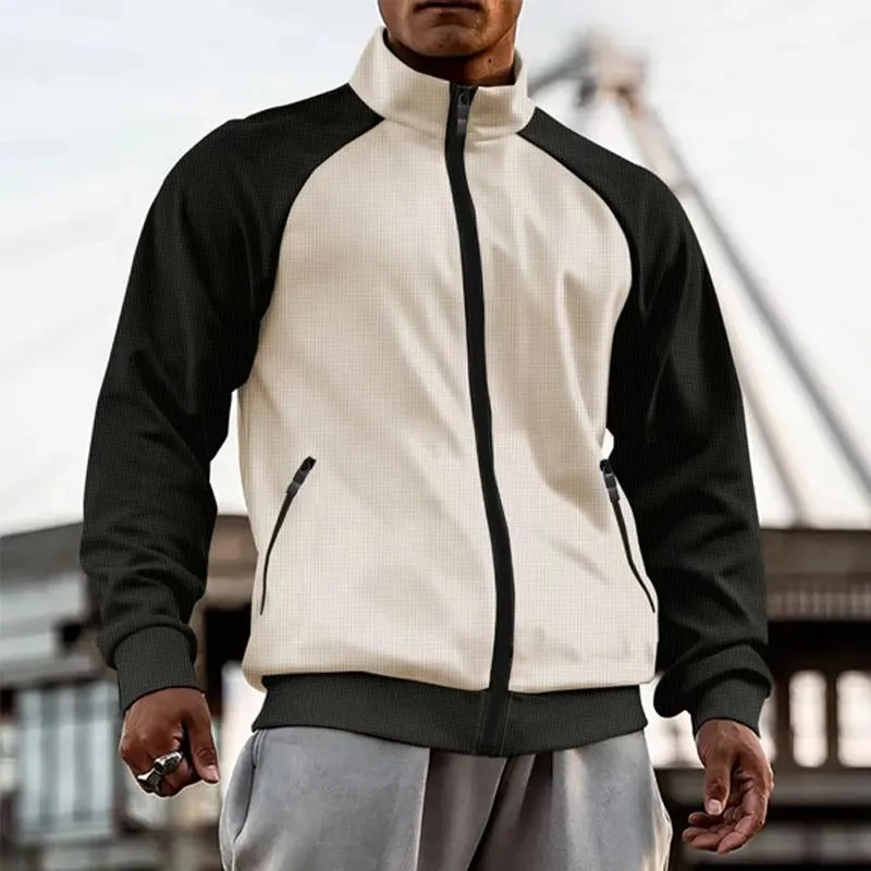 Men's Stand Collar Colorblock Zipper Cardigan Jacket 64925783X sold by Manly product image thumbnail 5