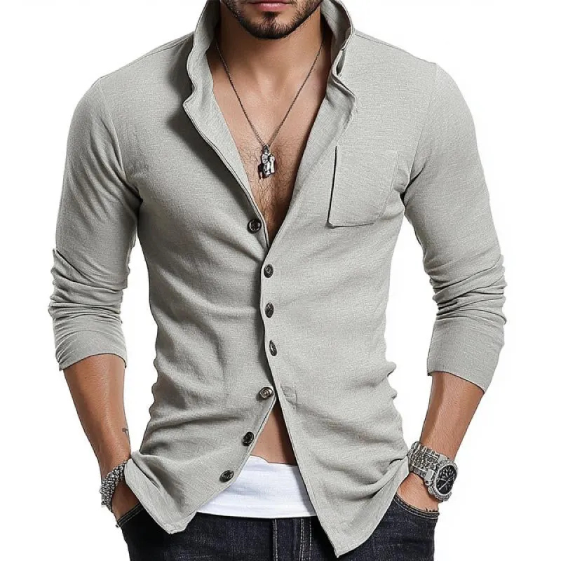 Men's Linen Long Sleeve Shirt 59087659U sold by Manly