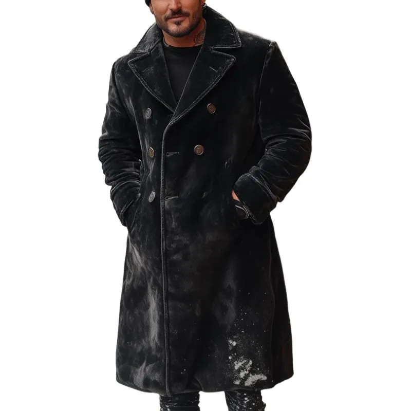 Men's Solid Color Vintage Casual Corduroy Long Coat 69442964X sold by Manly