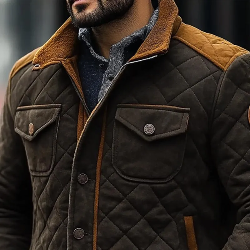 Men's Quilted Colorblock Lapel Polar Fleece Jacket 30166638X sold by Manly product image thumbnail 3