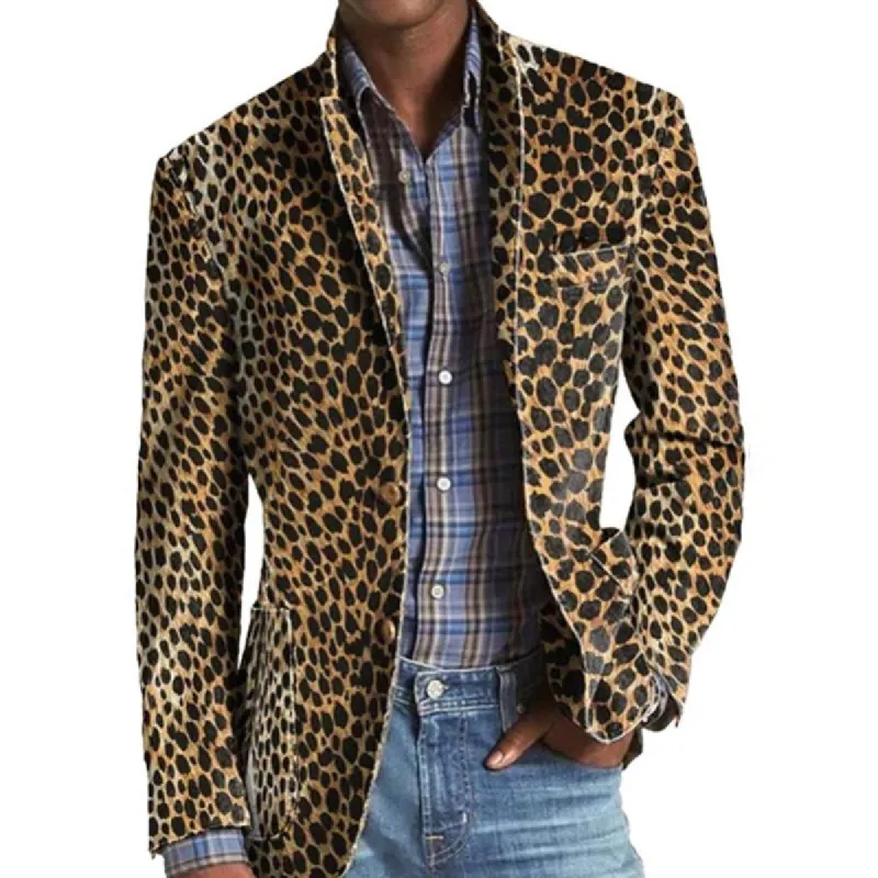 Men's Vintage Leopard Print Multi-Pocket Blazer 89594551X sold by Manly