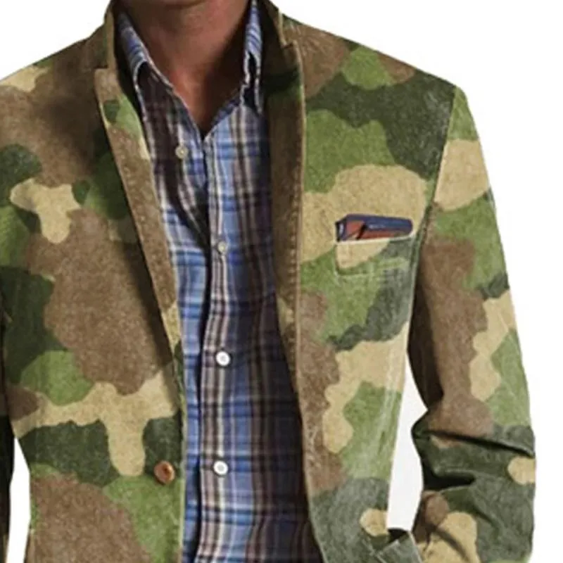 Men's Camouflage Print Vintage Multi-Pocket Blazer 79553504X sold by Manly product image thumbnail 3