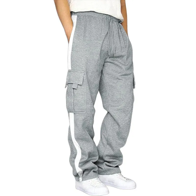 Men's Fleece Colors Loose Multi -pocket Casual Pants 84668543U sold by Manly