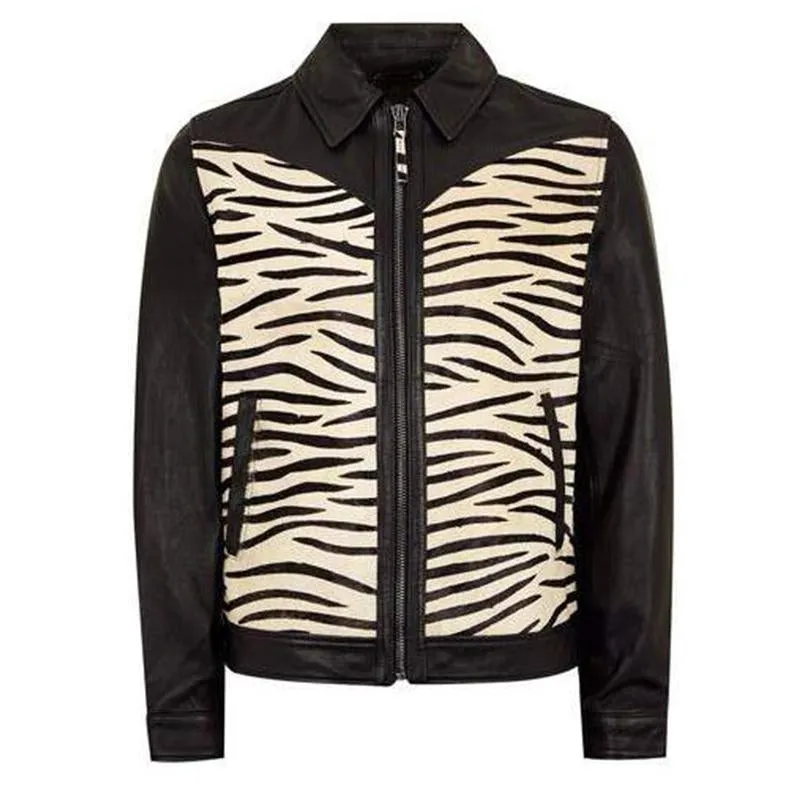 Men's Zebra Print Leather Jacket 19742147U sold by Manly product image thumbnail 3