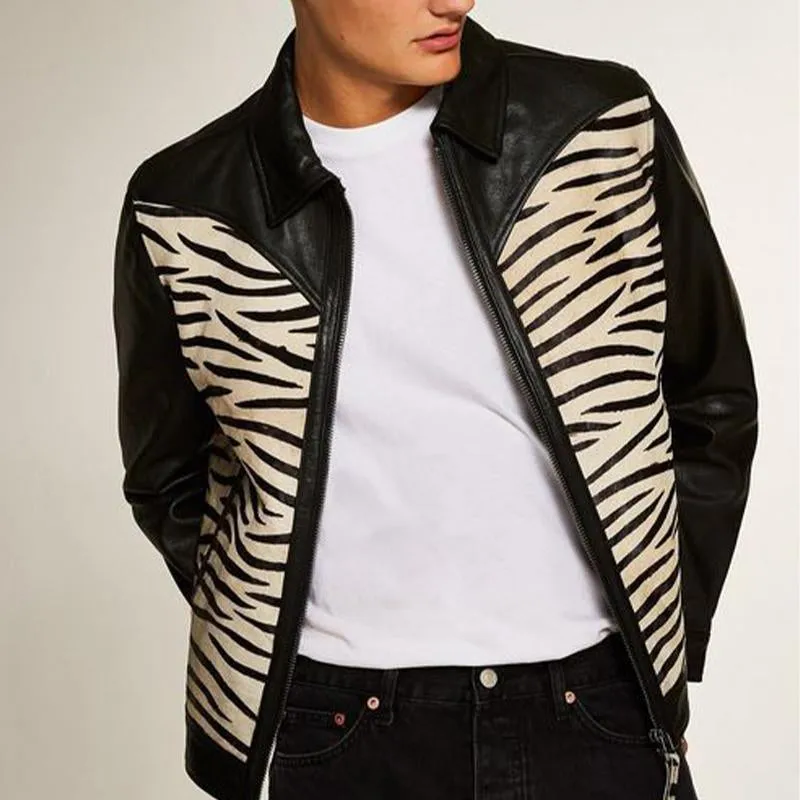 Men's Zebra Print Leather Jacket 19742147U sold by Manly product image thumbnail 2