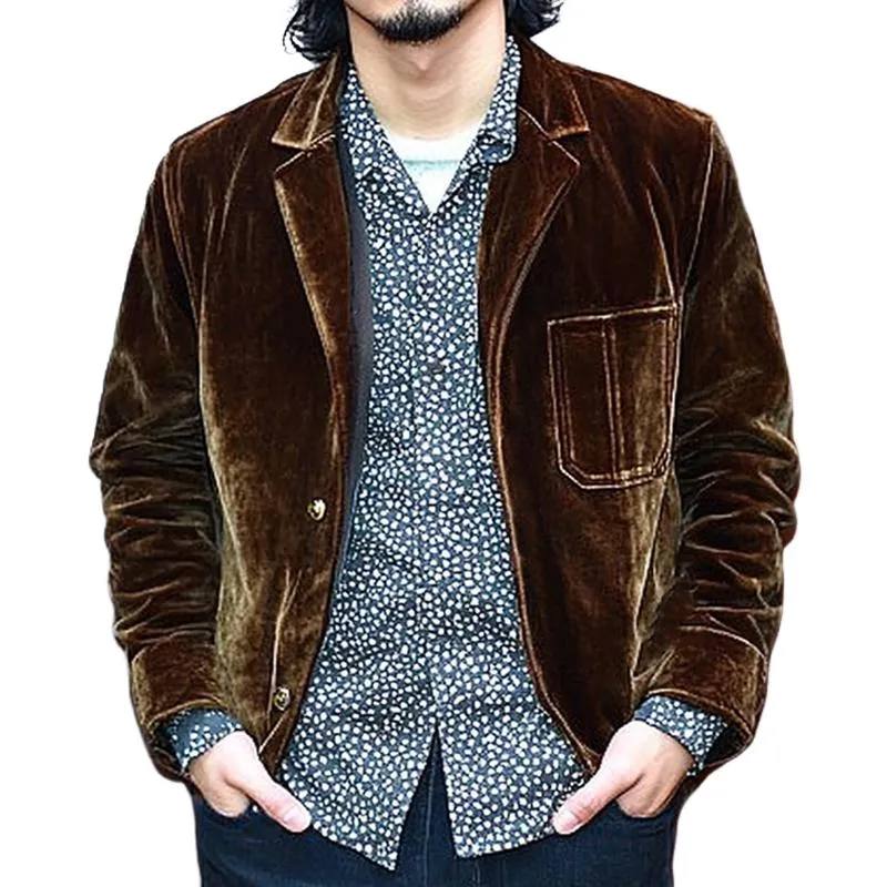 Men's Brown Velvet Jacket 24907130U sold by Manly