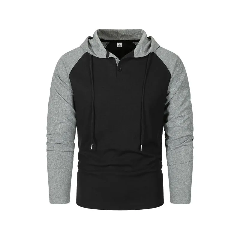 Men's Casual Colorblock Waffle Raglan Sleeve Hooded Long Sleeve T-Shirt 66075787Y sold by Manly product image thumbnail 5