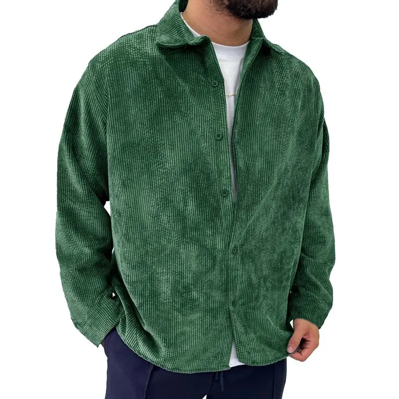 Men's Casual Corduroy Lapel Long Sleeve Shirt 61747606Y sold by Manly product image thumbnail 3