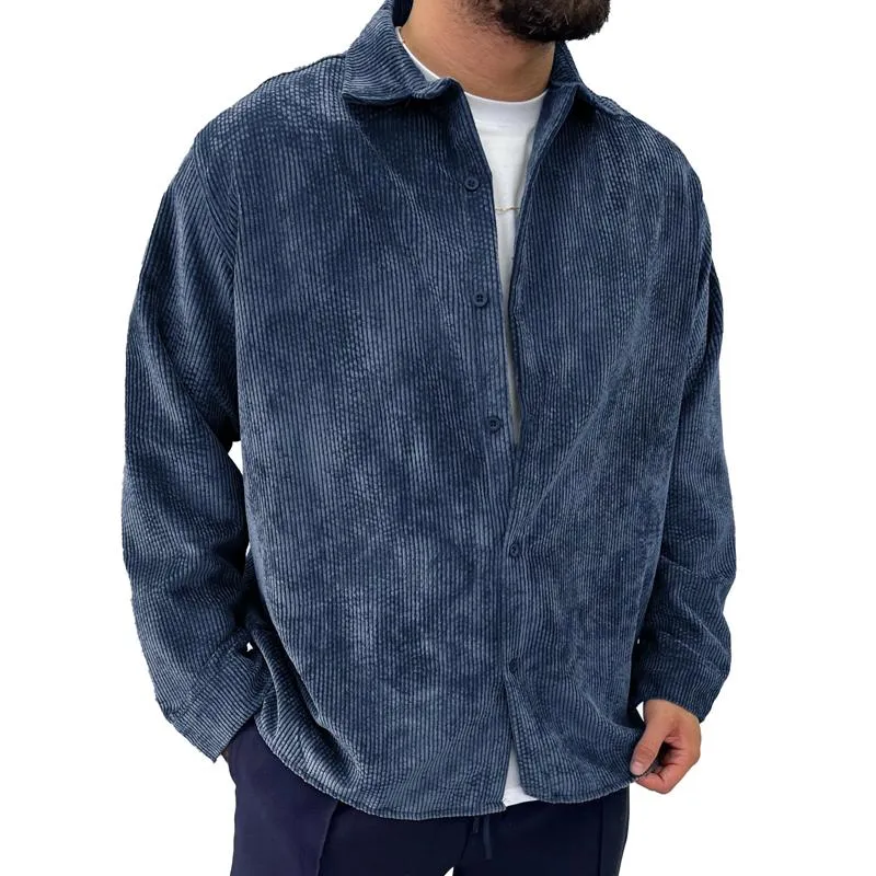 Men's Casual Corduroy Lapel Long Sleeve Shirt 61747606Y sold by Manly product image thumbnail 5