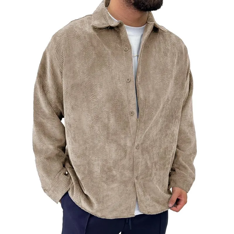 Men's Casual Corduroy Lapel Long Sleeve Shirt 61747606Y sold by Manly product image thumbnail 4